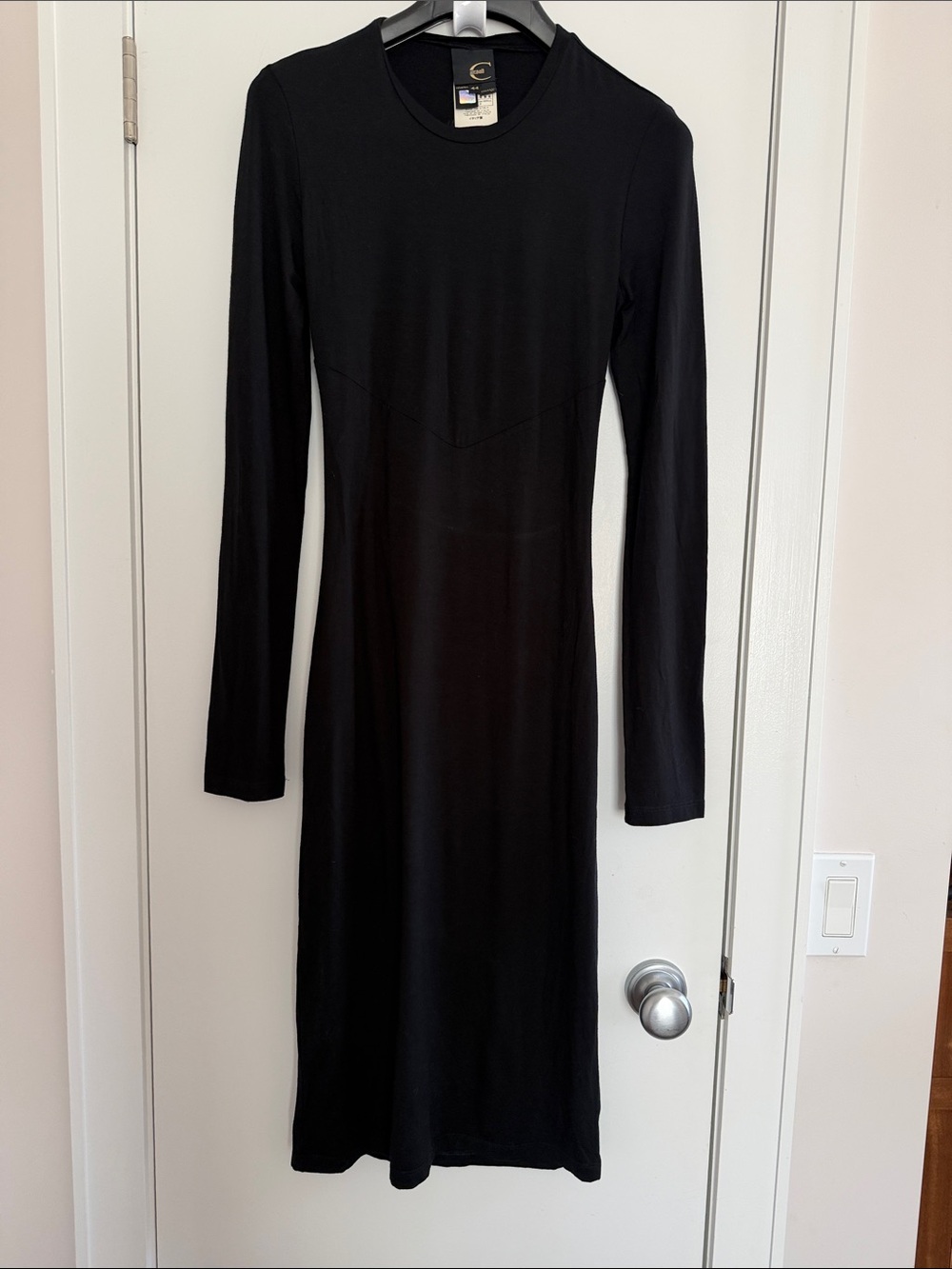 Just Cavalli Black Long-Sleeve Midi body-cone long sleeve open back Dress 44